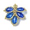 Glass Seed Beaded Woven Pendants, Leaf, Royal Blue, 35.5x35.5x7.5mm, Hole: 1.5mm