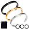 UNICRAFTALE 3pcs 3 Color Hair Tie Bracelet 4mm Inner Stainless Steel Grooved Bangles Open Cuff Bangle Metal Empty Bangles Gemstone Leather Inlay Bracelet with Velvet Pouches for Women Girls Gift