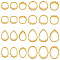 32Pcs 8 Styles Brass Cabochon Settings, Open Back Tray Settings, Flat Round & Teardrop & Square, Hollow Mixed Shapes, Golden, Tray: 10.5~18x10.5~13mm, 11.5~20x11.5~14x6~7mm, 4pcs/style