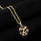 Brass Pave Colorful Cubic Zirconia Initial Ring Pendant Necklaces, 304 Stainless Steel Cable Chain Necklaces, Golden, Letter Z, 17.72 inch(45cm)