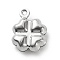 Non-Tarnish 304 Stainless Steel Pendants, Clover Charms, Stainless Steel Color, 13.1x10x4.7mm, Hole: 1mm