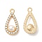 Alloy Pendants, with Crystal Rhinestone and ABS Plastic Imitation Pearl, Teardrop Charm, Lead Free & Cadmium Free, Light Gold, 24.5x12.5x6.5mm, Hole: 2mm