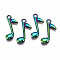 Rainbow Color Alloy Pendants, Cadmium Free & Lead Free, Musical Note, 24x14.5x2mm, Hole: 2mm