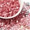 Glass Seed Beads, Imitation Cat Eye, Round Hole, Hexagon, Pale Violet Red, 3.5x3.8x3.5mm, Hole: 1mm, about 140pcs/10g