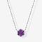 Brass Pave Natural Amethyst Hexagon Pendant Necklaces for Women, Silver Color Plated, Dark Violet, 15.75 inch(40cm)