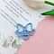 Bowknot Baking Painted Alloy Swivel Keychain Clasps, Keychain Clasp Findings, Dodger Blue, 39x33mm