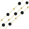 Ion Plating(IP) 304 Stainless Steel Chains, with Glass Beads, with Spool, Unwelded, Black, 4x4x2.5mm