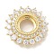 Rack Plating Brass Micro Pave Clear Cubic Zirconia Cabochon Connector Setttings, Long-Lasting Plated, Lead Free & Cadmium Free, Flower, Real 18K Gold Plated, Tray: 8.4mm, 19x5.7mm, Hole: 1x2mm