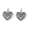 Alloy Pendants, Cadmium Free & Lead Free, Heart, Antique Silver, 18x15x2mm, Hole: 2x4mm