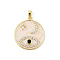 Brass Micro Pave Cubic Zirconia Pendants, Enamel Style, Flat Round with Evil Eye, Rack Plating, Long-Lasting Plated, Lead Free and Cadmium Free, Real 18K Gold Plated, 23x20.5x3mm, Hole: 4x2mm