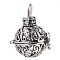 Rack Plating Brass Cage Pendants, Nickel Free, For Chime Ball Pendant Necklaces Making, Hollow Round, Antique Silver, 26x26x21.5mm, Hole: 7x10mm, inner measure: 18mm