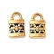 304 Stainless Steel Enamel Pendants, Lock Charms, Ion Plating(IP), Golden, 13x8x2mm, Hole: 3x3mm