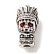 Rack Plating Tibetan Style Alloy 3 Hole Guru Beads, T-Drilled Beads, with Rhinestone, Indian, Antique Silver, 20.5x11.5x10.5mm, Hole: 2mm and 2.5mm