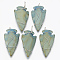 Electroplated Non-magnetic Synthetic Hematite Pendants, with Platinum Tone Brass Findings, Matte Style, Arrowhead, Green Plated, 46~53.5x22~25x7~9.5mm, Hole: 5~6x3.5~5mm
