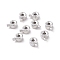 Anti-Tarnish Rhodium Plated 925 Sterling Silver Crimp Beads, Loose Spacer Beads, Stopper Crimp Charms, Flat Round, Platinum, 4x3x2mm, Hole: 0.8mm, pin: 1mm