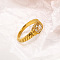 304 Stainless Steel Pave Cubic Zirconia Finger Rings for Women, Rectangle, Real 18K Gold Plated, Faceted, Clear, Inner Diameter: 19mm