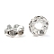 Brass Crystal Rhinestone Spacer Beads, Grade A, Waves Edge, Rondelle, Silver, 6x3mm, Hole: 1.5mm