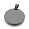 304 Stainless Steel Stamping Blank Tag Pendants, Flat Round, Gunmetal, 30x2mm, Hole: 4.5x9mm