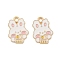 Animal Forest Theme Zinc Alloy Enamel Pendants, Light Gold Charms, White, 17.5x13.5x1.3mm, Hole: 2mm