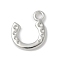 U-Shaped Brass Pendants, Rack Plating, Lead Free & Cadmium Free, Platinum, Fit for 0.7~1.2mm Rhinestone, 14x12x2mm, Hole: 1.8mm