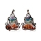 Chakra Theme Chip Gemstone Pendants, with Rack Plating Brass Findings, Lead Free & Cadmium Free, Red Copper, 43x35x6mm, Hole: 8x5mm