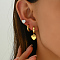 3 Pairs Stylish Heart Stainless Steel Earring Sets, with Rhinestone, Golden, 15~25x7~10mm