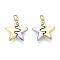 Brass Pendants, Cadmium Free & Lead Free, Star, with Jump Ring, Real Gold Plated & Real Platinum Plated, 19x17x4mm, Hole: 3.5mm