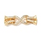 Brass Micro Pave Clear Cubic Zirconia Fold Over Clasps, Cadmium Free & Nickel Free & Lead Free, Infinity, Real 18K Gold Plated, 36mm