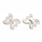 Brass Micro Pave Cubic Zirconia Fold Over Clasps, Platinum, 16x19x6mm, Hole: 1mm