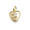 Brass Micro Pave Cubic Zirconia Charms, Heart Charms, Lead Free & Cadmium Free, Long-Lasting Plated, Rack Plating, with Jump Ring, Real 18K Gold Plated, 11x10x2mm, Hole: 3mm