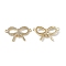 Brass Micro Pave Clear Cubic Zirconia Connector Charms, Cadmium Free & Nickel Free & Lead Free, Bowknot Links, Real 18K Gold Plated, 14.5x25x3mm, Hole: 1.5mm