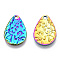 Ion Plating(IP) 304 Stainless Steel Pendants, Textured, Teardrop Charm, Rainbow Color, 16.5x11x0.8mm, Hole: 1.4mm