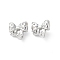 Brass Micro Pave Clear Cubic Zirconia Pendants, Nickel Free, Bowknot Charms, Platinum, 11.5x10x5mm, Hole: 1mm