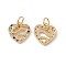 Brass Micro Pave Cubic Zirconia Pendants, with Glass & Jump Ring, Real 18K Gold Plated, Cadmium Free & Nickel Free & Lead Free, Heart with Snake Charms, Colorful, 3.5x13x3mm, Hole: 4mm