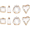 8Pcs 4 Style Transparent Glass Pendants, with Light Gold Tone Brass Findings, Long-Lasting Plated, Faceted, Heart & Rectangle & Trapezoid & Shell Shape, Clear, 21~27.5x11~25x6~9.5mm, Hole: 1~1.4mm, 2pcs/style