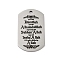 Anti-Tarnish 201 Stainless Steel Pendants, Message Charm, Rectangle with Word Charm, Stainless Steel Color, 49x28x1.8mm, Hole: 3mm