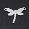 Non-Tarnish 201 Stainless Steel Links connectors, Dragonfly, Stainless Steel Color, 19x14x1mm, Hole: 1.4mm