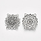 Tibetan Style Alloy Multi Strand Links, Cadmium Free & Lead Free,, Flower, Antique Silver, 26.5x27x4mm, Hole: 2mm, about 400pcs/1000g