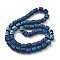 Electroplated Natural Lava Rock Beads Strands, Hexagon, Blue Plated, 7~8.5x7.5x6.5mm, Hole: 1.5mm, about 50pcs/strand, 11.81''(30cm)