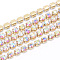 Brass Rhinestone Strass Chains, Rhinestone Cup Chains, Raw(Unplated), Nickel Free, Crystal AB, 3mm, about 10yards/bundle