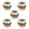 201 Stainless Steel Polymer Clay Rhinestone Inlaid Beads, Column, Stainless Steel Color, Lt.Col.Topaz, 7x5mm, Hole: 3mm