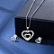 304 Stainless Steel Pendant Necklace & Stud Earring, Stainless Steel Color, Double Heart, 450mm