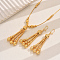 Brass Round Beaded Tassel Earrings & Necklaces Sets for Women, Golden