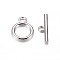 Alloy Toggle Clasps, Tibetan Style Jewelry Components, Cadmium Free & Lead Free, Platinum, Ring: 19x14mm, Bar: 2x22mm, Hole: 2.5mm