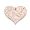 Printed Wood Pendants, with Iron Ring, Valentine's Day Collection, Heart, 39.5x46x2.5mm, Hole: 5.5mm