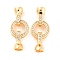 Rack Plating Brass Micro Pave Clear Cubic Zirconia Fold Over Clasps, Cadmium Free & Nickel Free & Lead Free, Flat Round, Real 18K Gold Plated, Ring: 12x3mm, Clasps: 12x6x7mm, Hole: 4mm