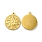 Ion Plating(IP) 304 Stainless Steel Pendants, Flat Round with Sun Charm, Golden, 29x25x3mm, Hole: 1.5mm