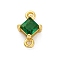 Brass Cubic Zirconia Rhombus Connector Charms, Rack Plating, Real 18K Gold Plated, Long-Lasting Plated, Lead Free & Cadmium Free, Green, 10.5x7x4mm, Hole: 1.2mm