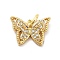 Rack Plating Brass Micro Pave Cubic Zirconia Charms, Hollow Butterfly Charm, Long-Lasting Plated,with Jump Rings, Cadmium Free & Lead Free, Real 18K Gold Plated, 9.5x13x2mm, Hole: 3mm