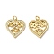 Brass Micro Pave Cubic Zirconia Pendants, Cadmium Free & Nickel Free & Lead Free, with Jump Ring, Heart with Bird Lover Charms, Real 18K Gold Plated, 19x18.5x2.5mm, Hole: 3.5mm
